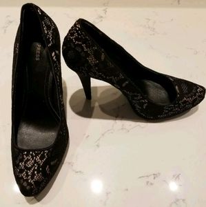 Express Black Lace Heels